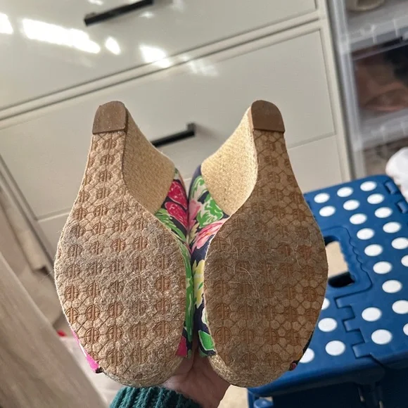 Lilly Pulitzer Floral Wedges - Pink, Green, Gold - Picture 4 of 7